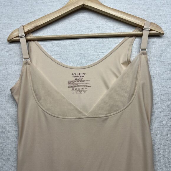 SPANX Assets Red Hot Label Womens Sz L Full Slip Beige/Tan VNeck Shapewear - Picture 2 of 13